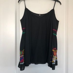 Black shirt with embroidered sleeve